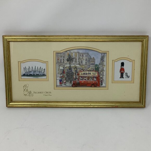 Diane Elson art London decoupage sketch pencil Piccadilly Circus John Ellam - Picture 1 of 10